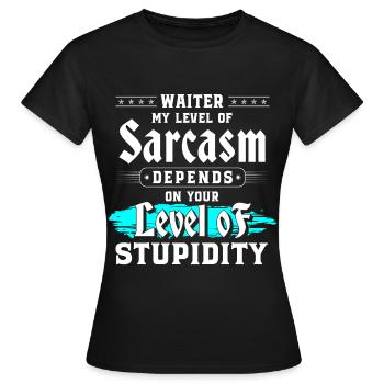 Serveur, Restaurant, Nourriture, Fête - T-shirt Femme - noir - Devant - AI Model Female 172 dark (172cm)