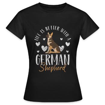 Deutscher Schäferhund Pfote Diensthund - Frauen T-Shirt - Schwarz - Vorne - AI Model Female 172 dark (172cm)