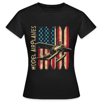 Maquette d’avion - T-shirt Femme - noir - Devant - AI Model Female 172 dark (172cm)