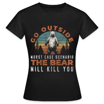 Grizzly Gefahr - Frauen T-Shirt - Schwarz - Vorne - AI Model Female 172 dark (172cm)