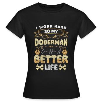 Dobermann Rassehund Schutz Wachschutz - Frauen T-Shirt - Schwarz - Vorne - AI Model Female 172 dark (172cm)