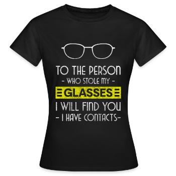 Spectacle wearer short-sighted luxury face - Women's T-Shirt - black - Front - AI Model Female 172 dark (172cm)