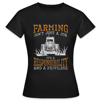 Bauer Bauernhof Mistgabel Berufung - Frauen T-Shirt - Schwarz - Vorne - AI Model Female 172 dark (172cm)