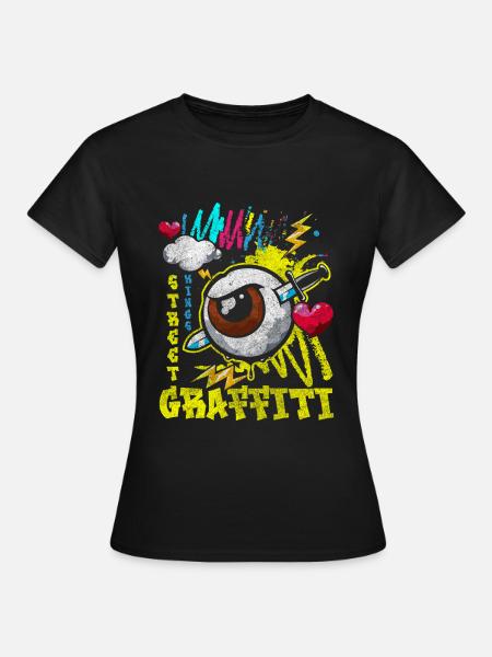 Graffiti Malerei Mode Einzigartig - Frauen T-Shirt - Schwarz