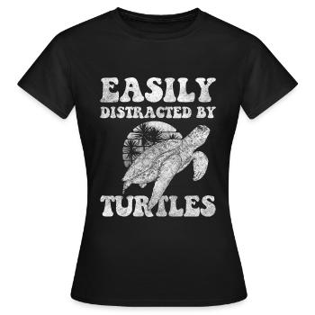 Tortues, Mer, Mer, Créatures, Slow - T-shirt Femme - noir - Devant - AI Model Female 172 dark (172cm)