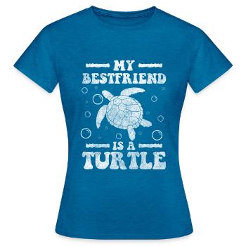 Tortue Nature Créatures Marines Lent - T-shirt Femme - bleu saphir antique chiné - Devant - AI Model Female 172 dark (172cm)