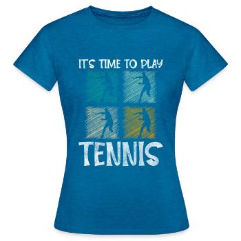 Tennis Hobby Gewinner Aufschlag - Frauen T-Shirt - Antikblaues Saphir meliert - Vorne - AI Model Female 172 dark (172cm)