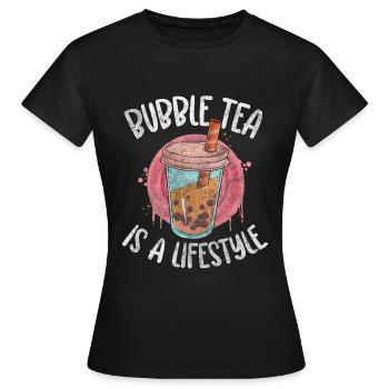Boba Tea Tee Kugeln Erfrischung - Frauen T-Shirt - Schwarz - Vorne - AI Model Female 172 dark (172cm)