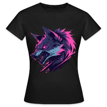 Loup féroce aux couleurs vives - T-shirt Femme - noir - Devant - AI Model Female 172 dark (172cm)