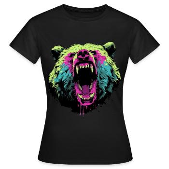 Furious bear in pop art style - Women's T-Shirt - black - Front - AI Model Female 172 dark (172cm)