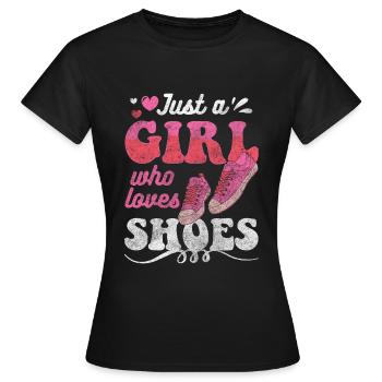 Schuh Sammler Kaufsucht - Frauen T-Shirt - Schwarz - Vorne - AI Model Female 172 dark (172cm)