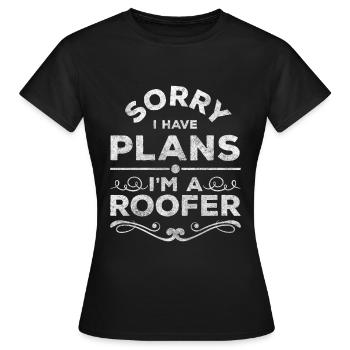 roofer construction site houses gutter - Women's T-Shirt - black - Front - AI Model Female 172 dark (172cm)