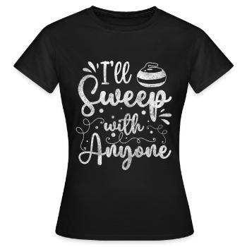 Curling Team Wintersportart Stock Wischer - Frauen T-Shirt - Schwarz - Vorne - AI Model Female 172 dark (172cm)