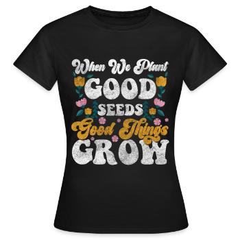 flowers scent romance blossom - Women's T-Shirt - black - Front - AI Model Female 172 dark (172cm)