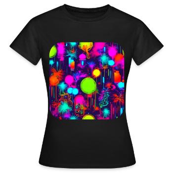 Neon Party UV Elektro House Style - Frauen T-Shirt - Schwarz - Vorne - AI Model Female 172 dark (172cm)