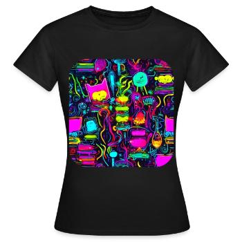 Néon Vintage Glow Style UV - T-shirt Femme - noir - Devant - AI Model Female 172 dark (172cm)