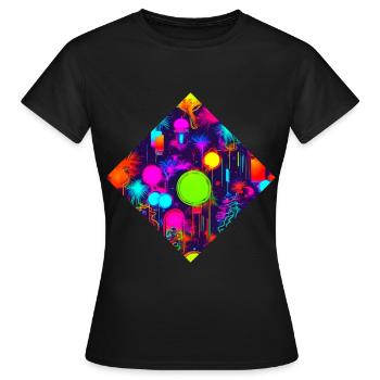 Neon Stil UV House Style - Frauen T-Shirt - Schwarz - Vorne - AI Model Female 172 dark (172cm)
