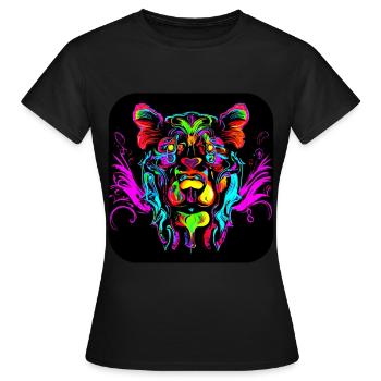 Neon Cyberglow UV Abstrakt Style - Frauen T-Shirt - Schwarz - Vorne - AI Model Female 172 dark (172cm)