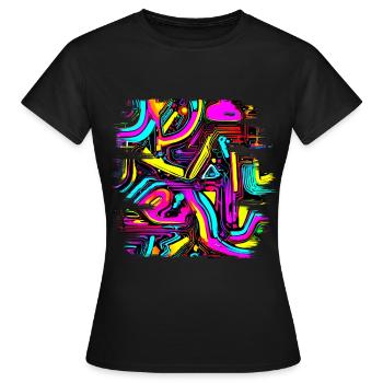 Neon Design Abstrakt UV House Style - Frauen T-Shirt - Schwarz - Vorne - AI Model Female 172 dark (172cm)