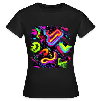 Neon Party Oldschool Color Glow UV - Frauen T-Shirt - Schwarz - Vorne - AI Model Female 172 dark (172cm)