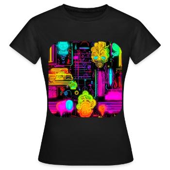 Neon Abstrakt Style Trend UV - Frauen T-Shirt - Schwarz - Vorne - AI Model Female 172 dark (172cm)