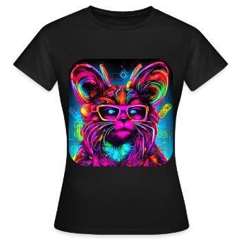 Neon Cyberglow UV Abstrakt Style - Frauen T-Shirt - Schwarz - Vorne - AI Model Female 172 dark (172cm)