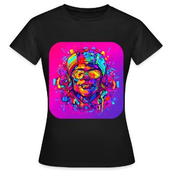 Neon Splash Kreativ Leuchtend UV Style - Frauen T-Shirt - Schwarz - Vorne - AI Model Female 172 dark (172cm)