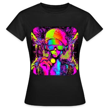 Neon Farben Bunt Kreativ Style Glow - Frauen T-Shirt - Schwarz - Vorne - AI Model Female 172 dark (172cm)