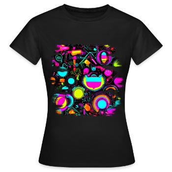 Neon Farben Leuchtend Stil UV - Frauen T-Shirt - Schwarz - Vorne - AI Model Female 172 dark (172cm)