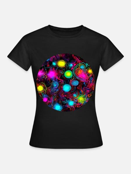 Neon Abstrakt Style Trend UV - Frauen T-Shirt - Schwarz