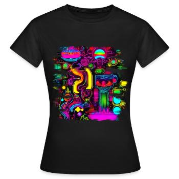 Neon Fluorescent UV Electro Music Party - Frauen T-Shirt - Schwarz - Vorne - AI Model Female 172 dark (172cm)