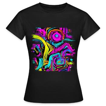 Neon Party UV Elektro House Style - Frauen T-Shirt - Schwarz - Vorne - AI Model Female 172 dark (172cm)
