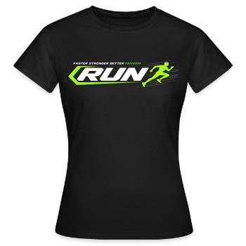Logo Course Néon RUN Sprint - T-shirt Femme - noir - Devant - AI Model Female 172 dark (172cm)