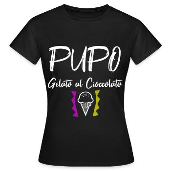 PUPO Cantante Gelato Italy Geschenk Lustig - Frauen T-Shirt - Schwarz - Vorne - AI Model Female 172 dark (172cm)