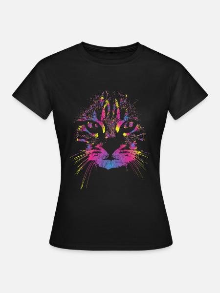 Katze Bunt - Frauen T-Shirt - Schwarz