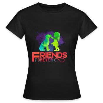 Chien amis pour toujours enfance - T-shirt Femme - noir - Devant - AI Model Female 172 dark (172cm)