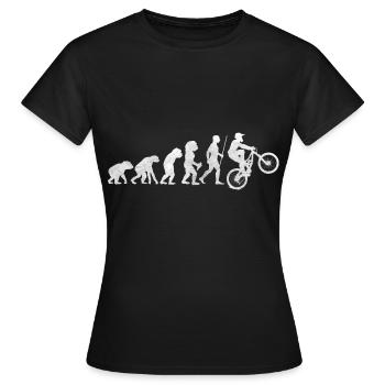 Fahrrad Evolution Entwicklung Steinzeit Freizeit - Frauen T-Shirt - Schwarz - Vorne - AI Model Female 172 dark (172cm)