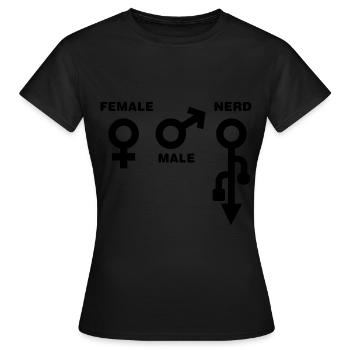 Female Male Nerd - Frauen T-Shirt - Schwarz - Vorne - AI Model Female 172 dark (172cm)