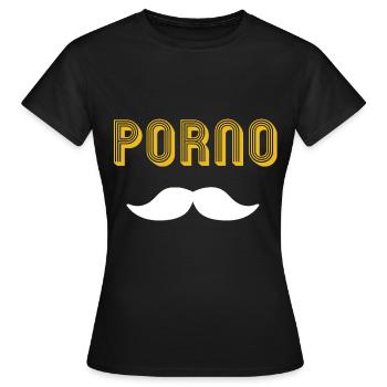 Porno mustache - Frauen T-Shirt - Schwarz - Vorne - AI Model Female 172 dark (172cm)