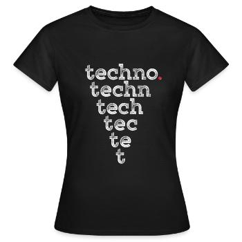 Techno - Frauen T-Shirt - Schwarz - Vorne - AI Model Female 172 dark (172cm)