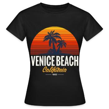 Venice Beach Été Californie Île aux palmiers Sunset - T-shirt Femme - noir - Devant - AI Model Female 172 dark (172cm)
