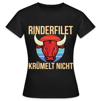 Fleisch Rinderfilet Krümelt Grillen in Vintage - Frauen T-Shirt - Schwarz - Vorne - AI Model Female 172 dark (172cm)