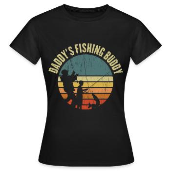 Daddies Fishing Buddy - Angler - Frauen T-Shirt - Schwarz - Vorne - AI Model Female 172 dark (172cm)