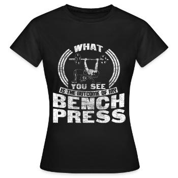 Bench press fitness - Women's T-Shirt - black - Front - AI Model Female 172 dark (172cm)