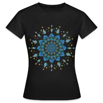 Mandala blau türkis gold Dot Art - Frauen T-Shirt - Schwarz - Vorne - AI Model Female 172 dark (172cm)