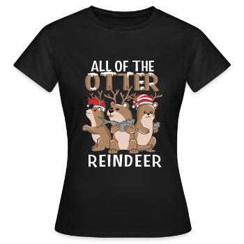 Otter Rentier Weihnachtsmann Santa Fisch - Frauen T-Shirt - Schwarz - Vorne - AI Model Female 172 dark (172cm)