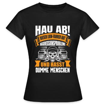 Trucker LKW Fahrer Fernfahrer Brummi Geschenk - Frauen T-Shirt - Schwarz - Vorne - AI Model Female 172 dark (172cm)