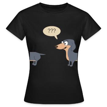Confused Dachshund - Women's T-Shirt - black - Front - AI Model Female 172 dark (172cm)