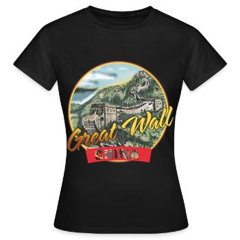 Chinesische Mauer China Wunder Denkmal Peking - Frauen T-Shirt - Schwarz - Vorne - AI Model Female 172 dark (172cm)