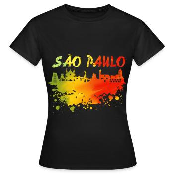 Sao Paulo Skyline couleurs - T-shirt Femme - noir - Devant - AI Model Female 172 dark (172cm)
